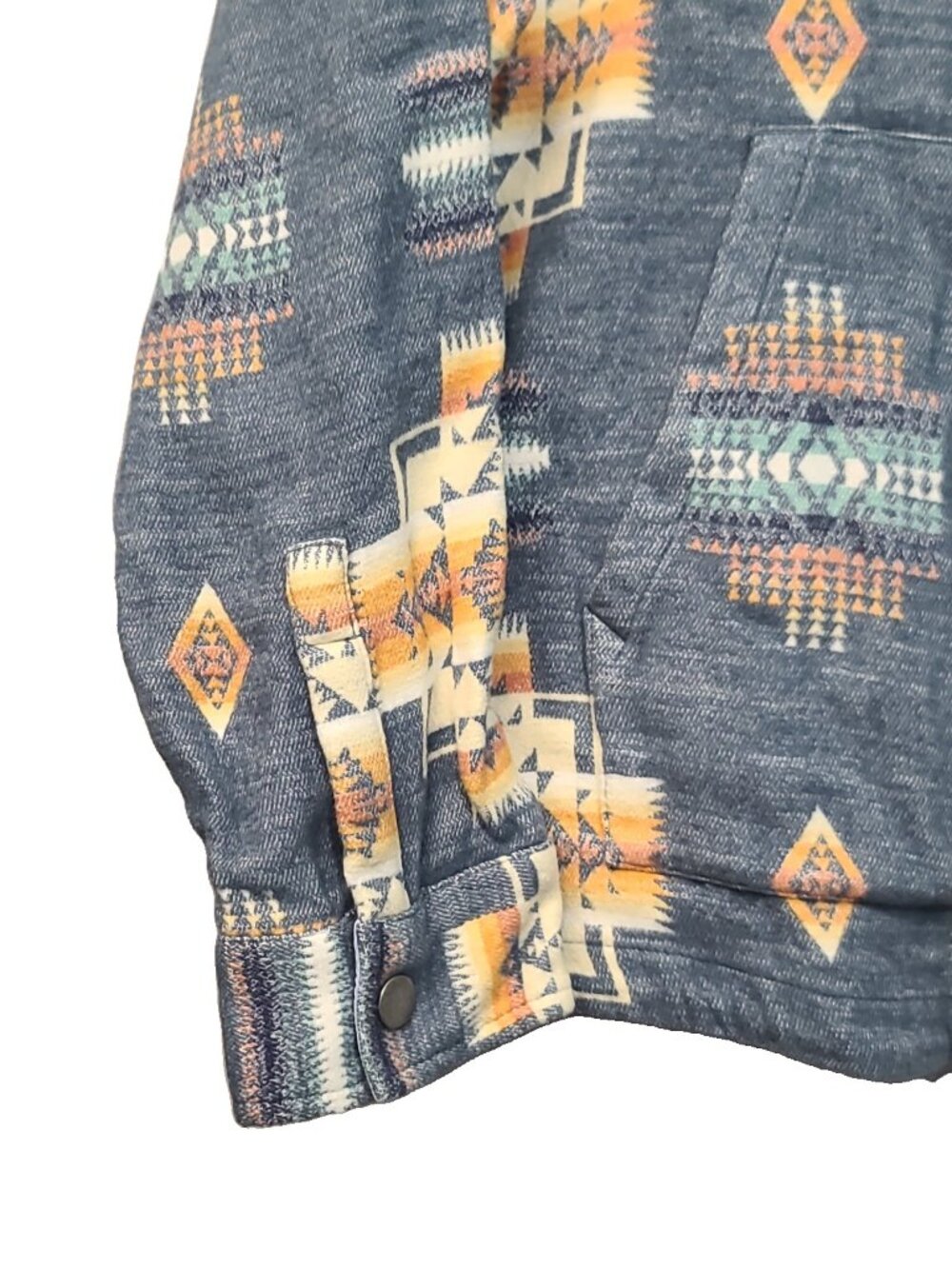 Pendleton Jacquard Print Cotton Chamois Half Zip Pullover Sweater L Blue - Picture 2 of 6